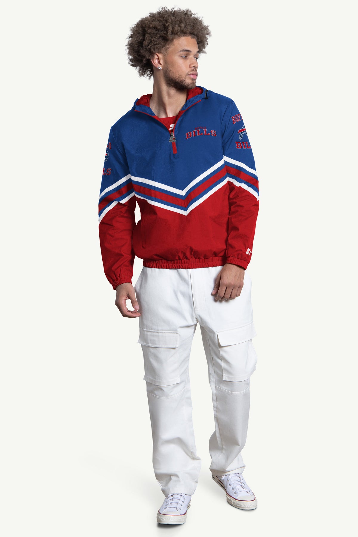 Starter Recommended / MENS BUFFALO BILLS FAIR FAIR PLAY HALF ZIP HOODED PULLOVER