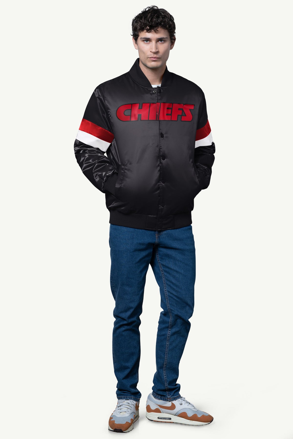 Starter New / MENS KANSAS CITY CHIEFS SATIN VARSITY JACKET