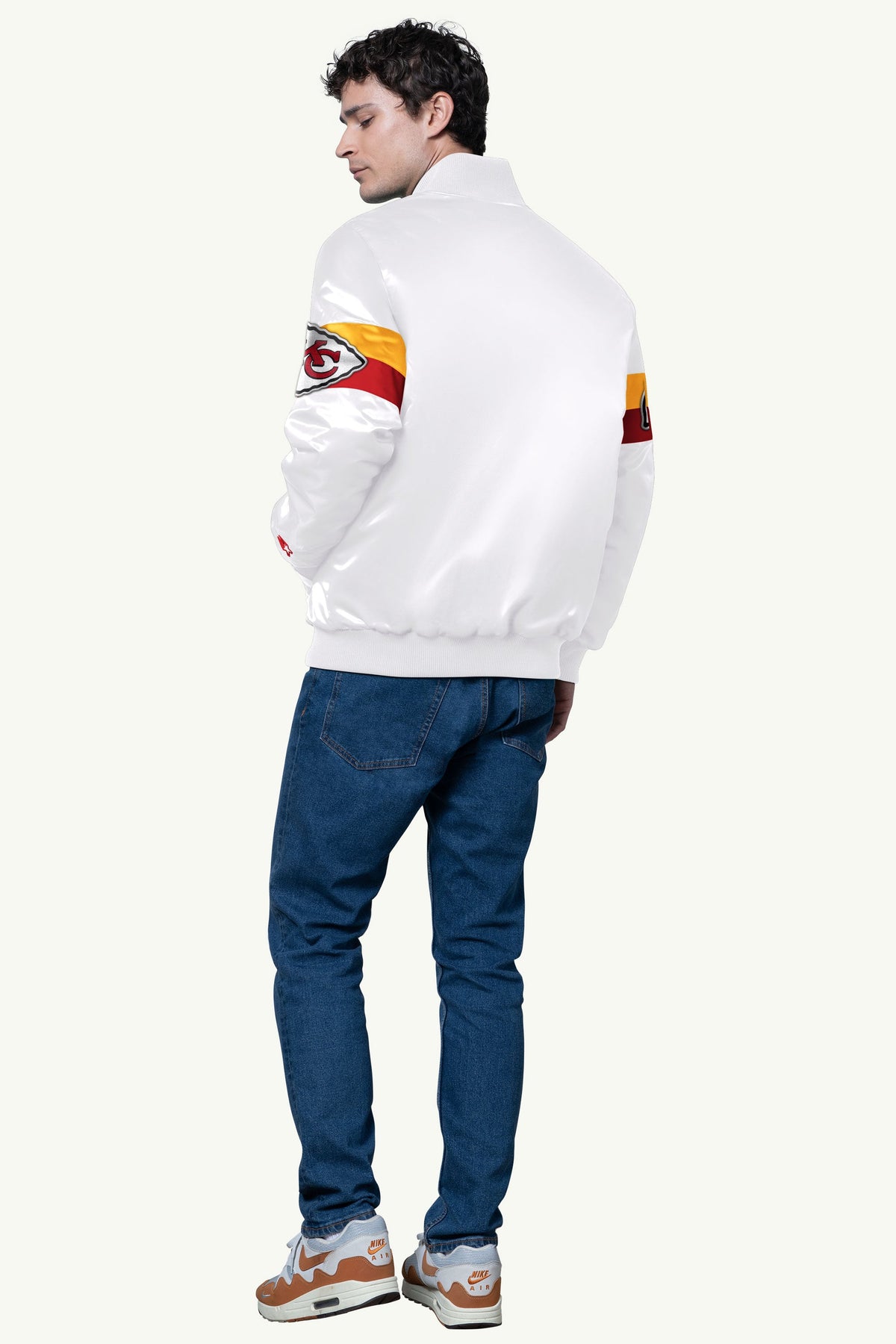 Starter Premium / MENS KANSAS CITY CHIEFS TRIPLE OPTION SATIN VARSITY JACKET