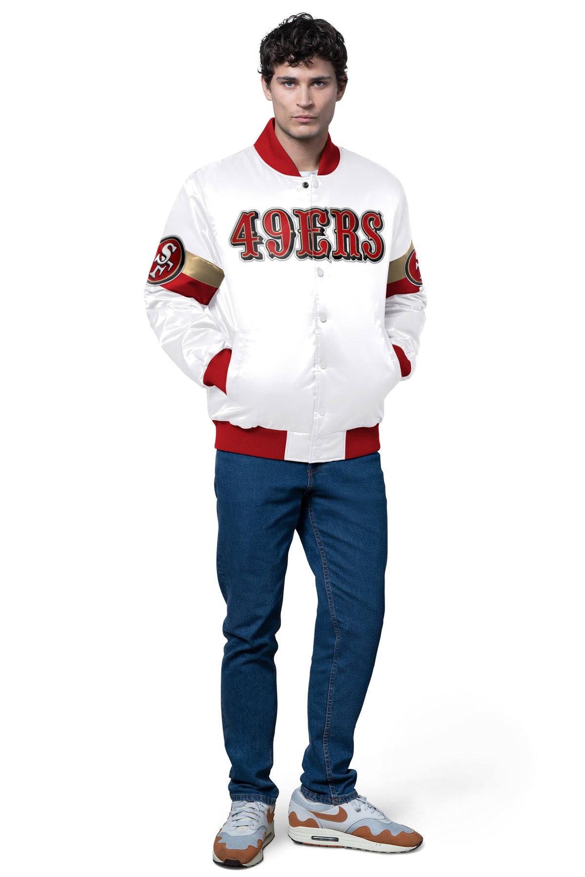 Starter Latest / MENS SAN FRANCISCO 49ERS TRIPLE OPTION SATIN VARSITY JACKET