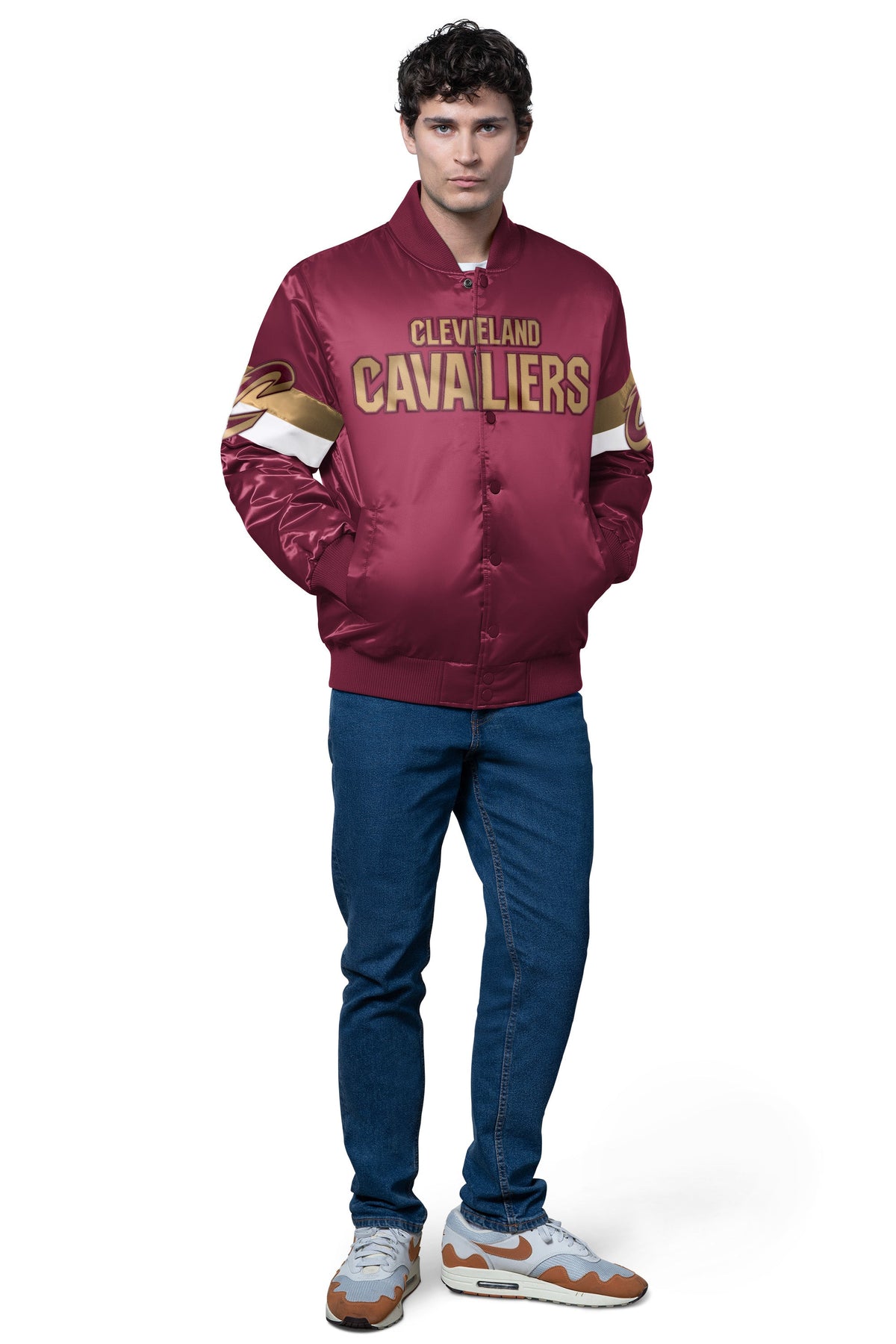 Starter Essential / MENS CLEVELAND CAVALIERS TRIPLE OPTION SATIN VARSITY JACKET