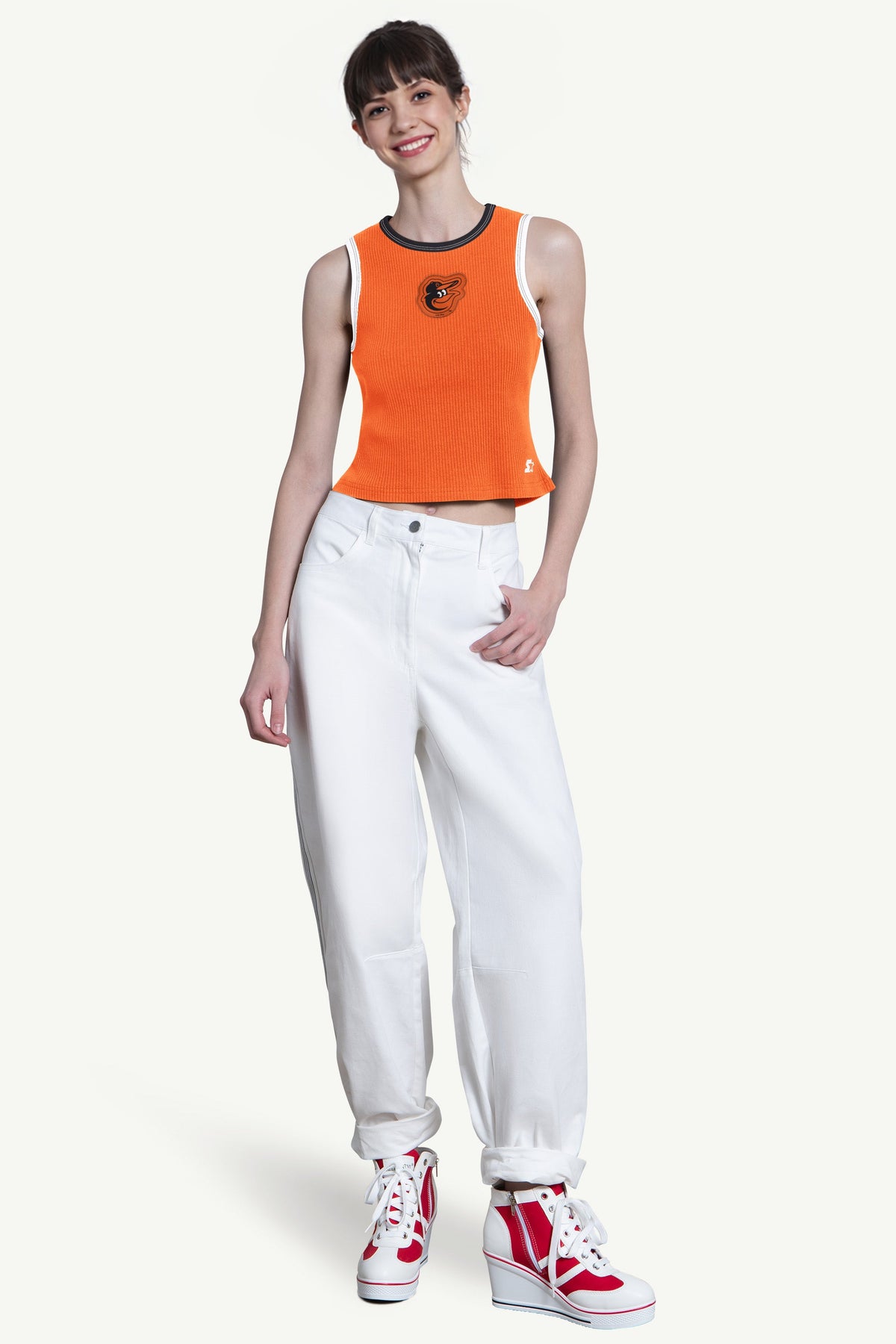 Starter Discount / WOMENS BALTIMORE ORIOLES PLAY THE BALL CROP TANK