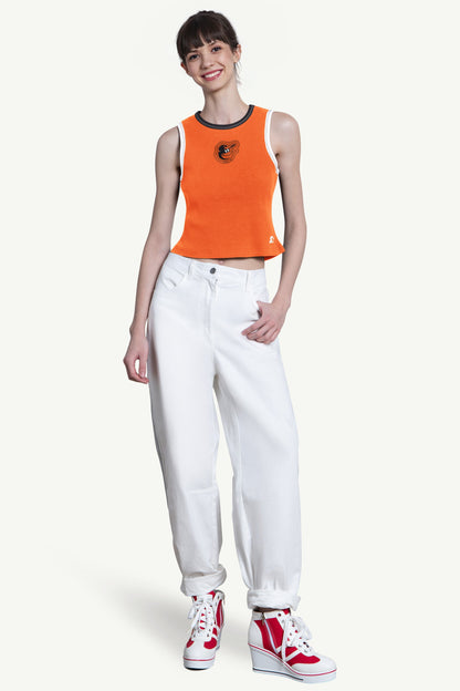 Starter Discount / WOMENS BALTIMORE ORIOLES PLAY THE BALL CROP TANK