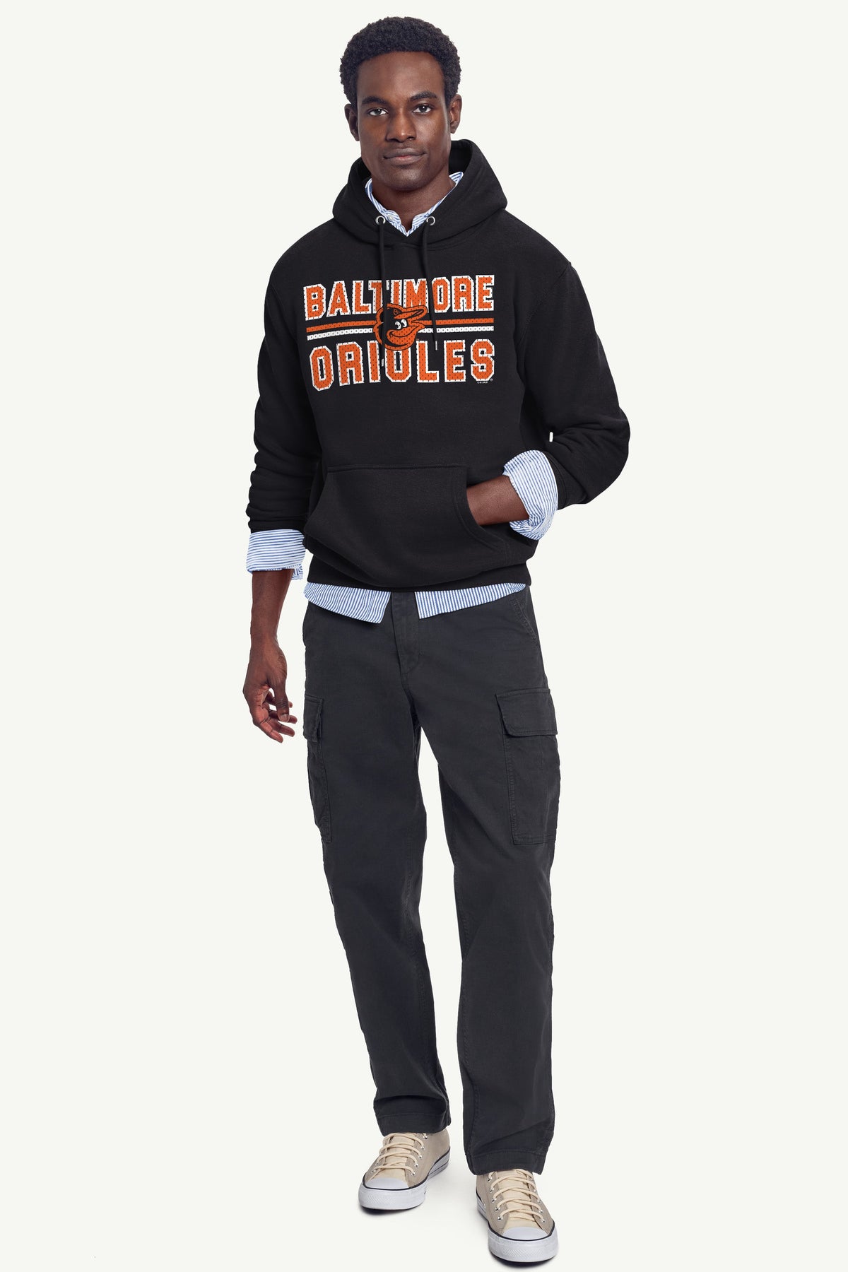Starter Sale / MENS BALTIMORE ORIOLES MESH LOOK HOODIE