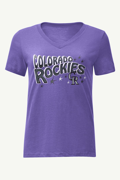 Starter Trending / WOMENS COLORADO ROCKIES FIREWORKS V NECK T SHIRT
