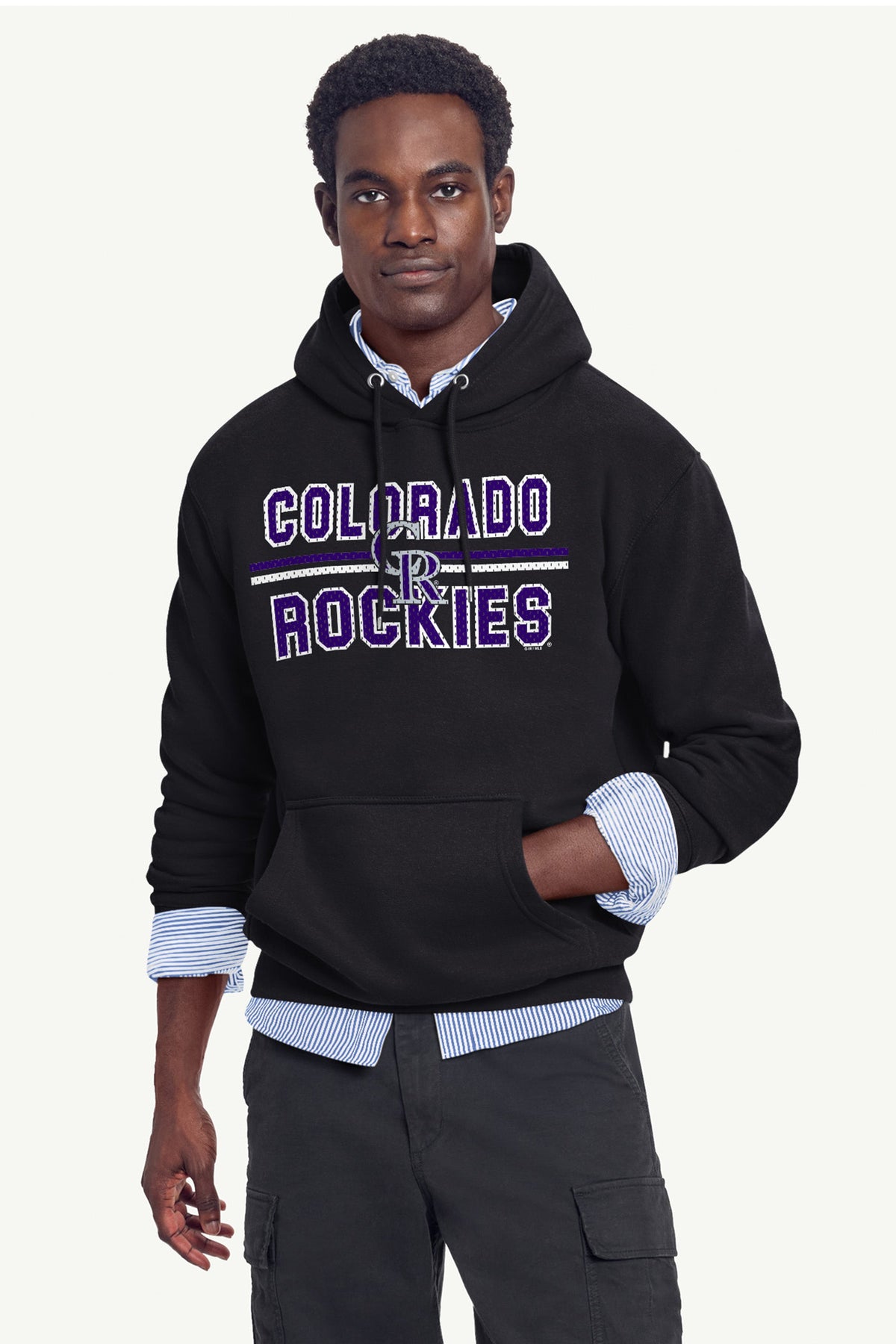 Starter Popular / MENS COLORADO ROCKIES MESH LOOK HOODIE