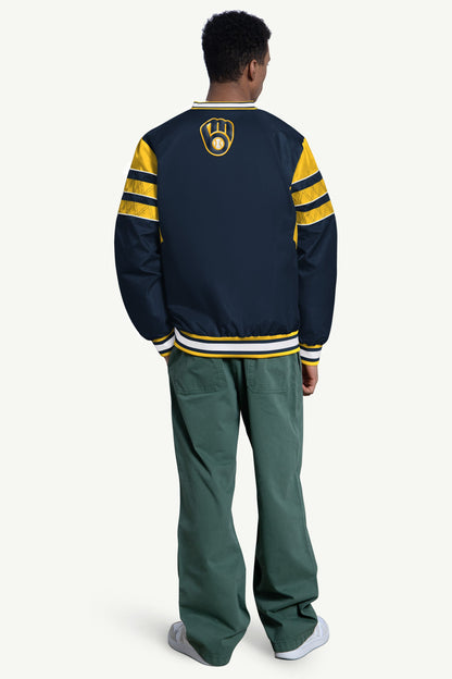 Starter New / MENS MILWAUKEE BREWERS ENFORCER V-NECK PULLOVER JACKET