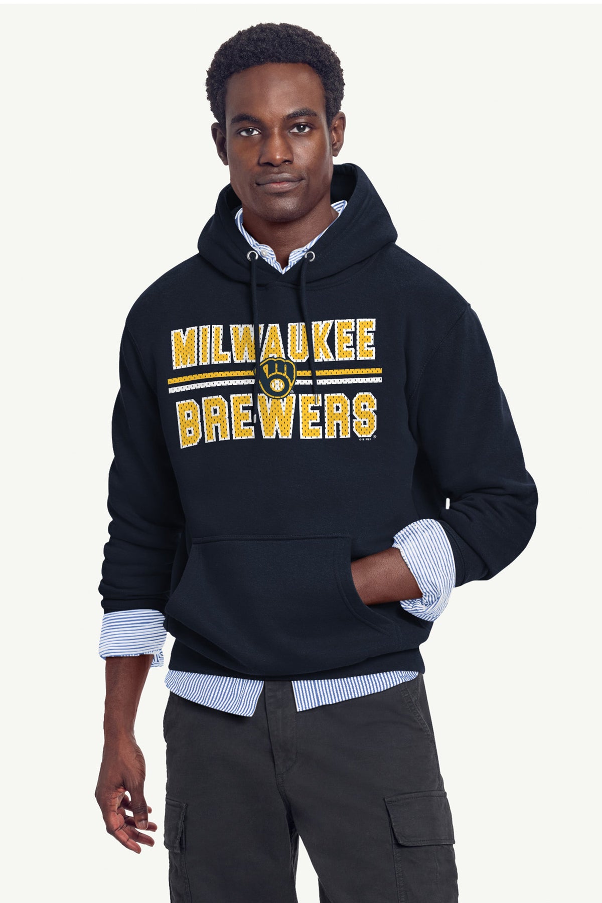 Starter Exclusive / MENS MILWAUKEE BREWERS MESH LOOK HOODIE