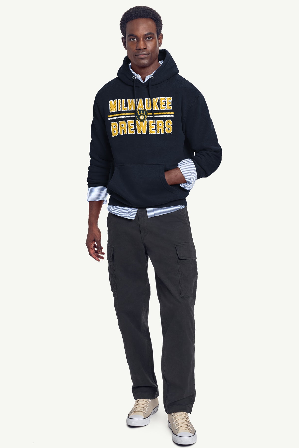 Starter Exclusive / MENS MILWAUKEE BREWERS MESH LOOK HOODIE