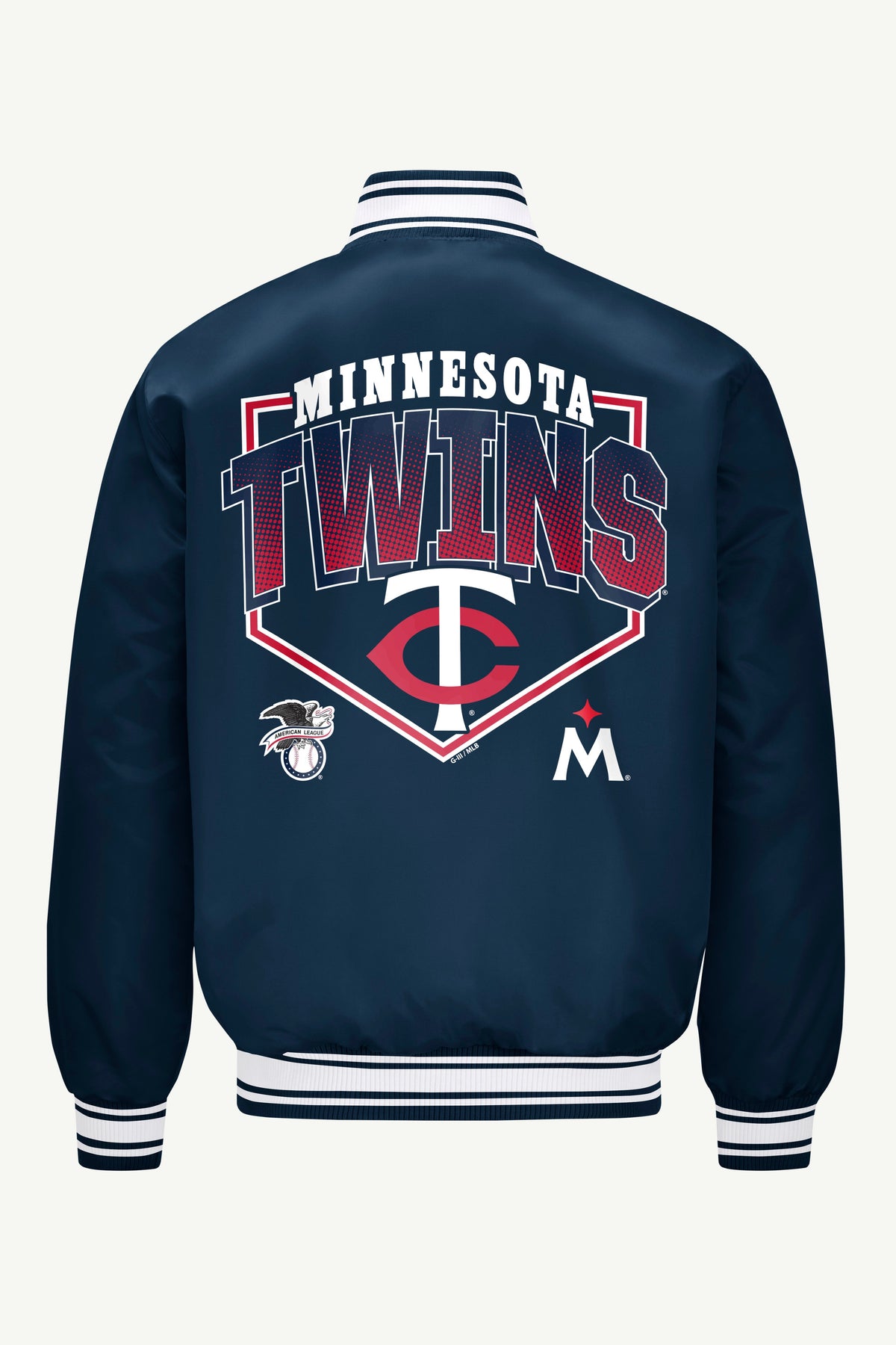 Starter Top Pick / MENS MINNESOTA TWINS PRINTED HOMEPLATE SATIN VARSITY JACKET