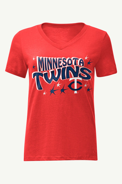 Starter Quality / WOMENS MINNESOTA TWINS FIREWORKS V NECK T SHIRT