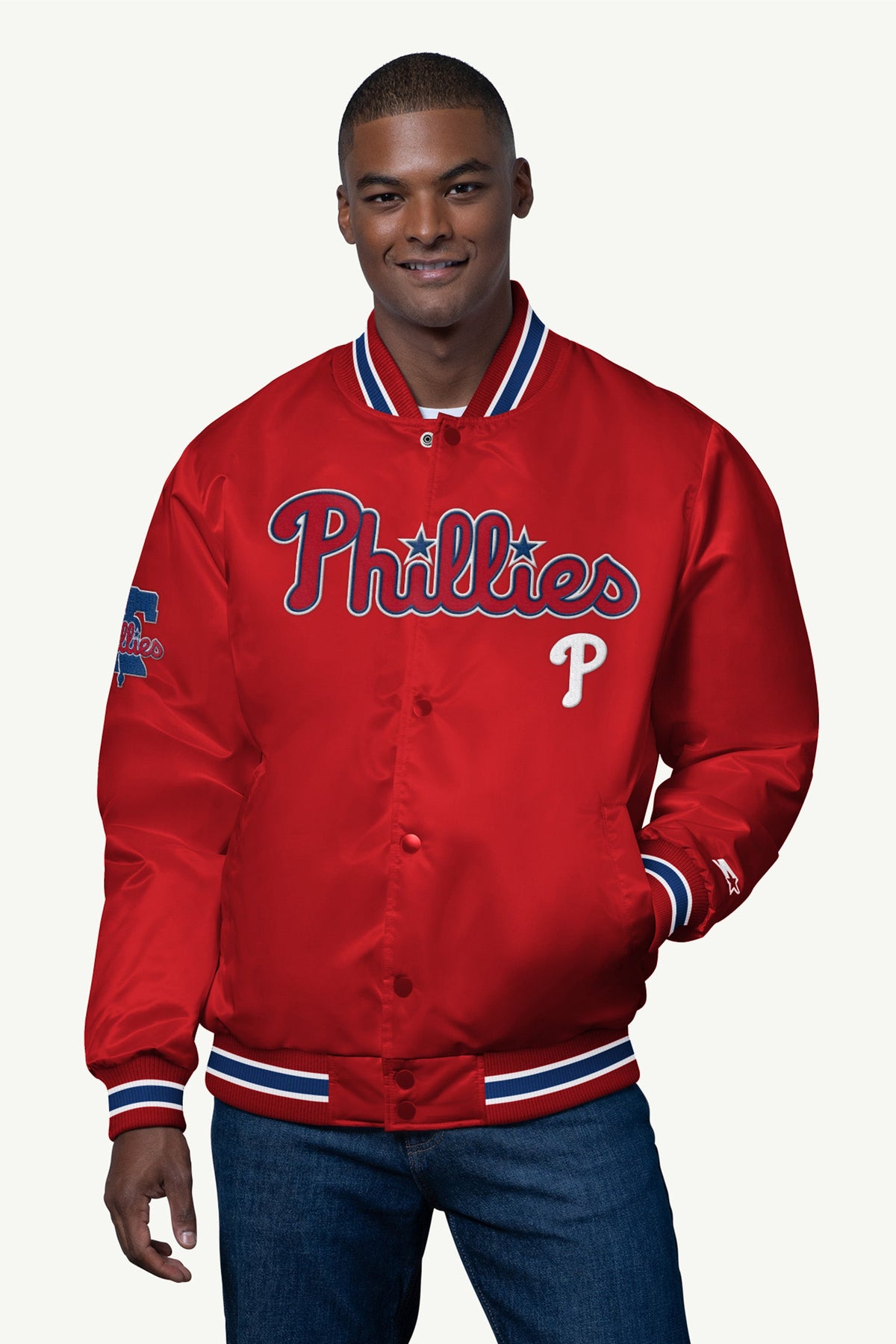 Starter Latest / MENS PHILADELPHIA PHILLIES SATIN VARSITY JACKET