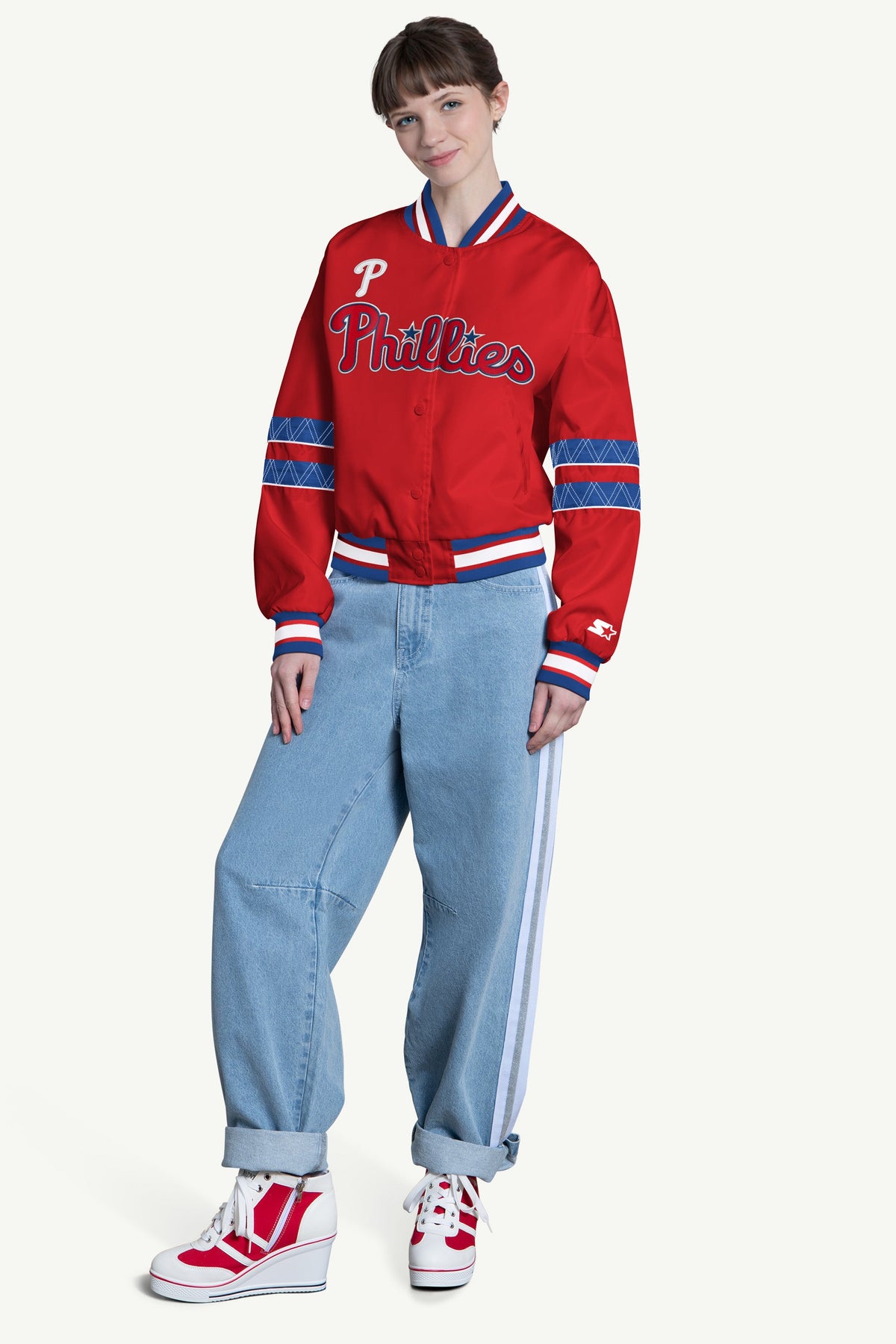 Starter Exclusive / WOMENS PHILADELPHIA PHILLIES INTERCEPTION VARSITY JACKET