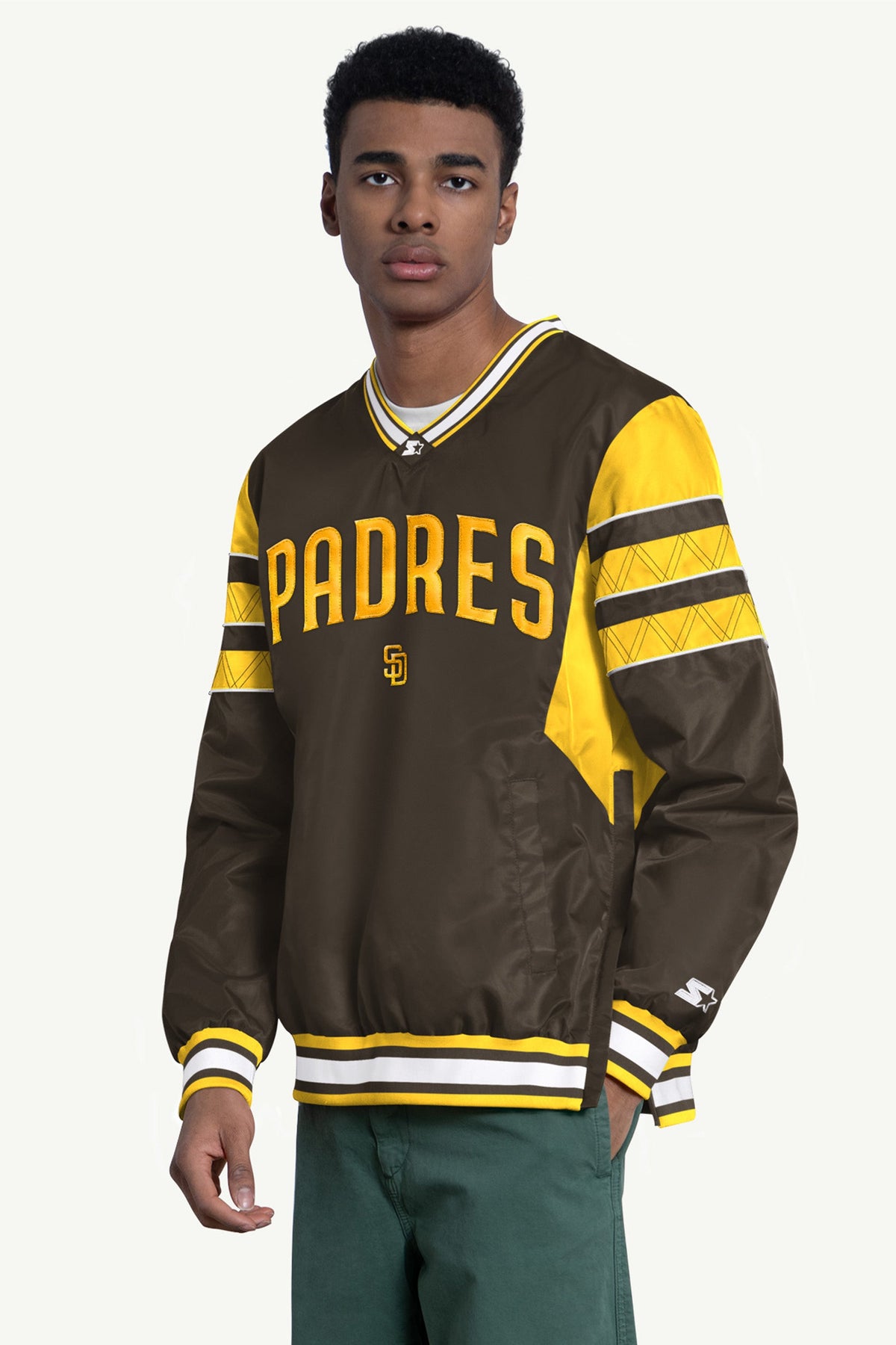 Starter Customer Favorite / MENS SAN DIEGO PADRES ENFORCER V-NECK PULLOVER JACKET