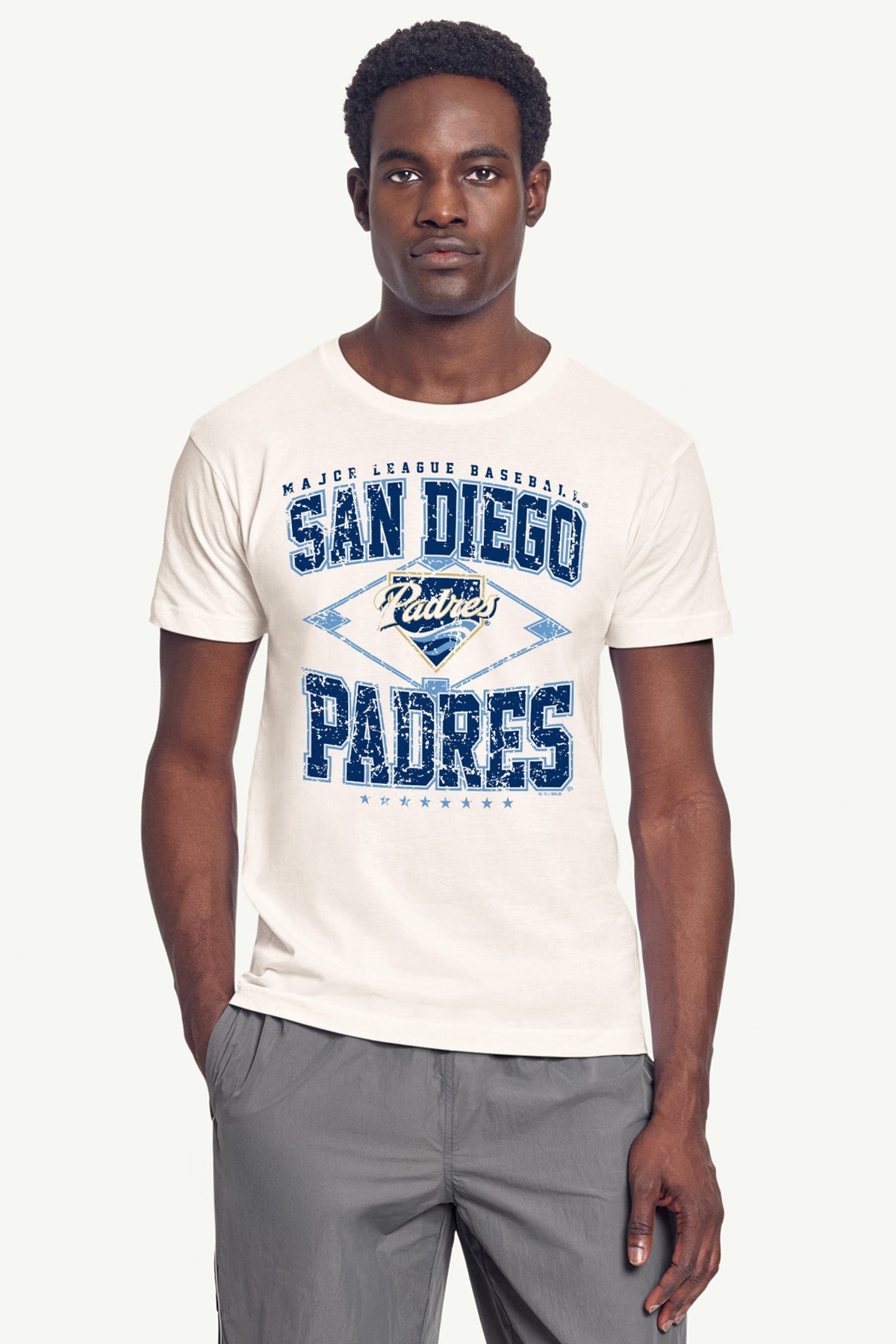 Starter Smart Buy / MENS SAN DIEGO PADRES DISTRESSED COOPERSTOWN DIAMOND SHORT SLEEVE T SHIRT