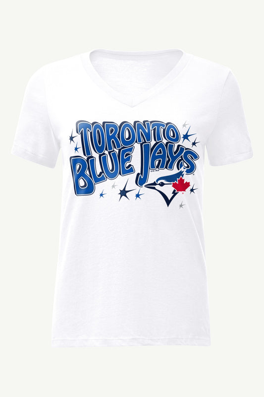 Starter Smart Buy / WOMENS TORONTO BLUE JAYS FIREWORKS V NECK T SHIRT
