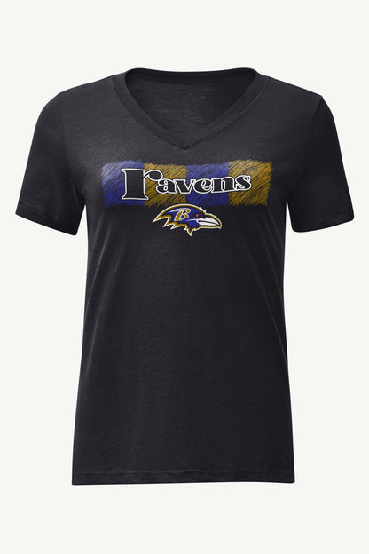 Starter Special Offer / WOMENS BALTIMORE RAVENS COLOR SHADING V-NECK T SHIRT