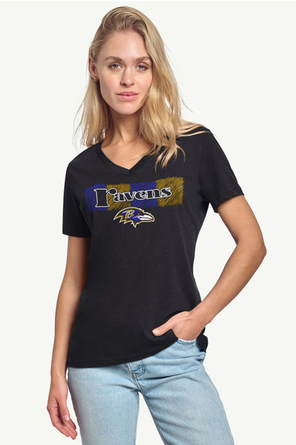 Starter Special Offer / WOMENS BALTIMORE RAVENS COLOR SHADING V-NECK T SHIRT