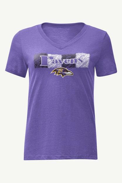Starter New / WOMENS BALTIMORE RAVENS COLOR SHADING V-NECK T SHIRT