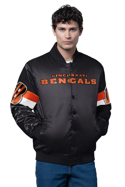 Starter Trusted / MENS CINCINNATI BENGALS TRIPLE OPTION SATIN VARSITY JACKET