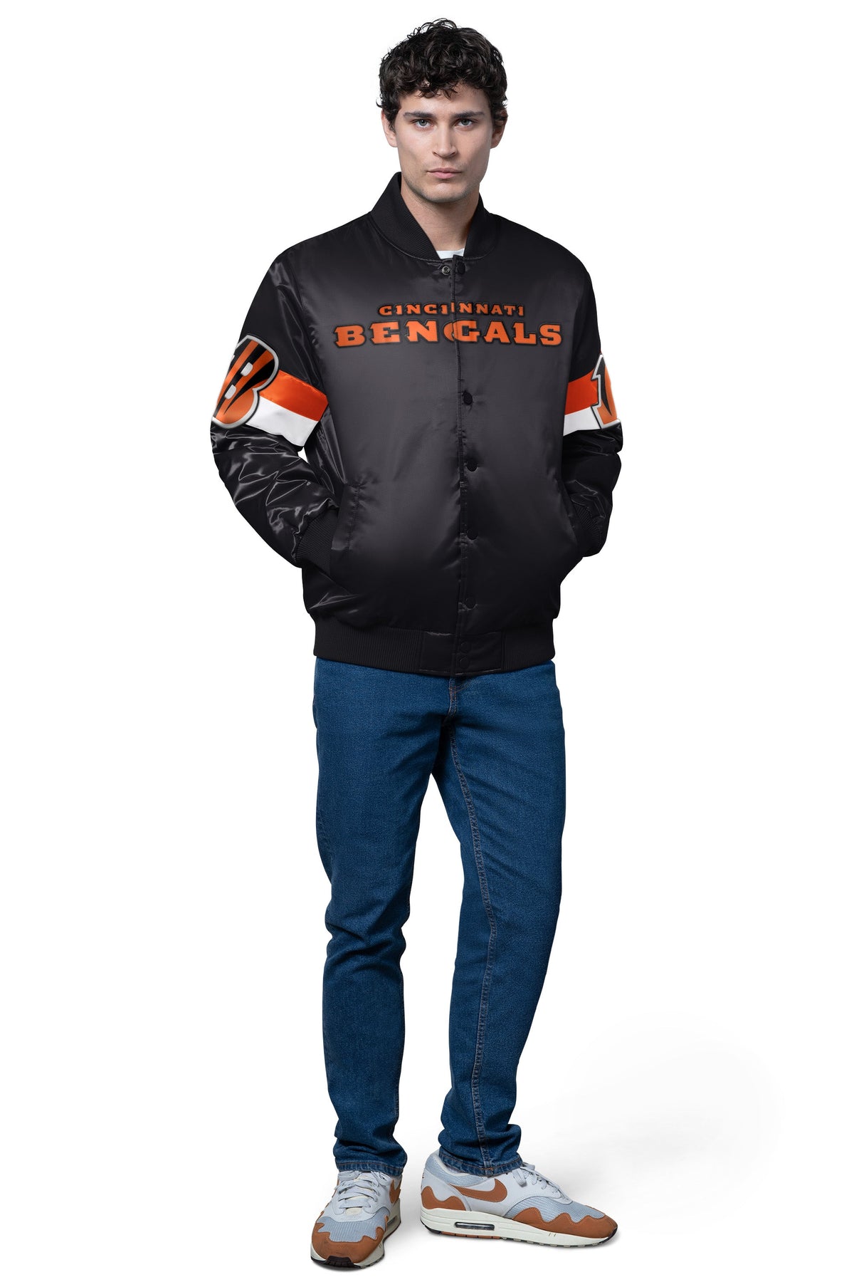 Starter Trusted / MENS CINCINNATI BENGALS TRIPLE OPTION SATIN VARSITY JACKET