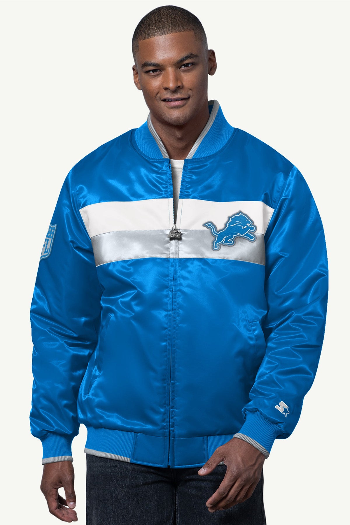 Starter Quality / MENS DETROIT LIONS AMBASSADOR SATIN VARSITY JACKET