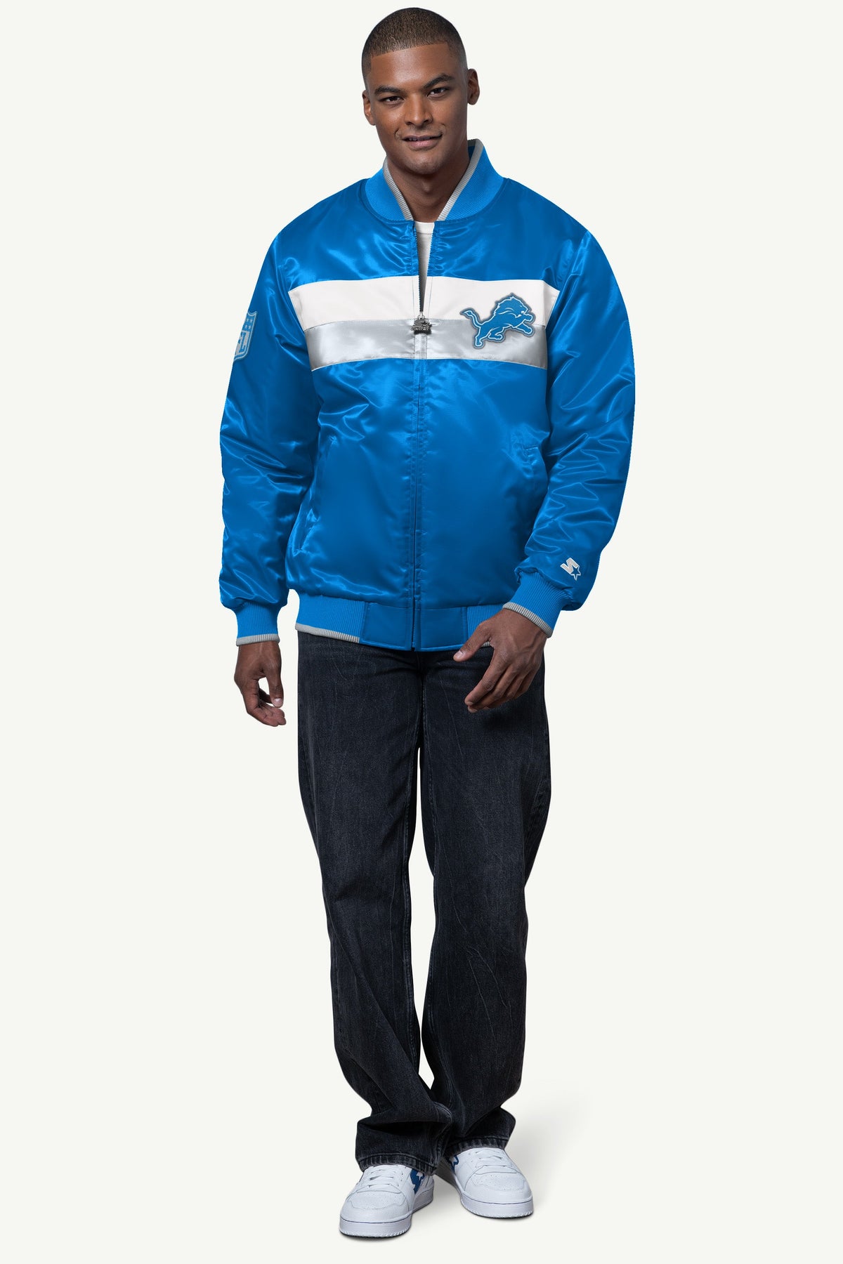 Starter Quality / MENS DETROIT LIONS AMBASSADOR SATIN VARSITY JACKET