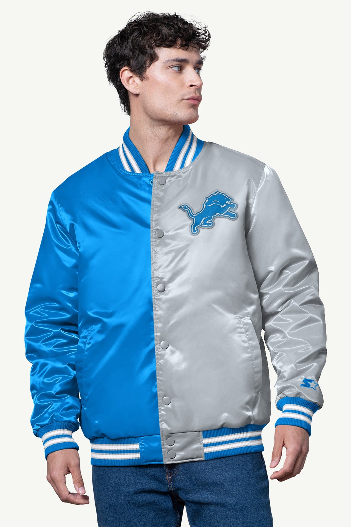 Starter Recommended / MENS DETROIT LIONS SATIN VARSITY JACKET
