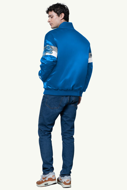Starter Featured / MENS DETROIT LIONS TRIPLE OPTION SATIN VARSITY JACKET
