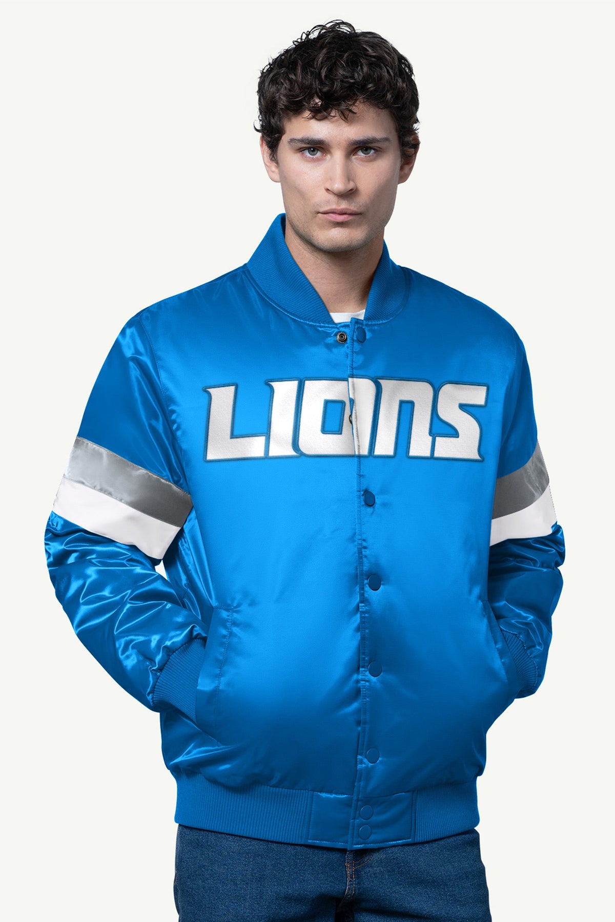 Starter Trusted / MENS DETROIT LIONS SATIN VARSITY JACKET