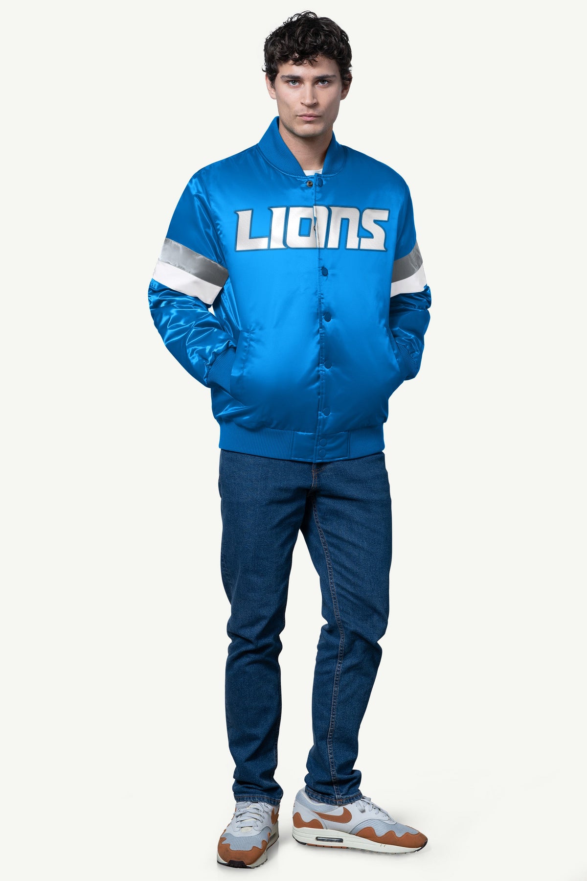 Starter Trusted / MENS DETROIT LIONS SATIN VARSITY JACKET