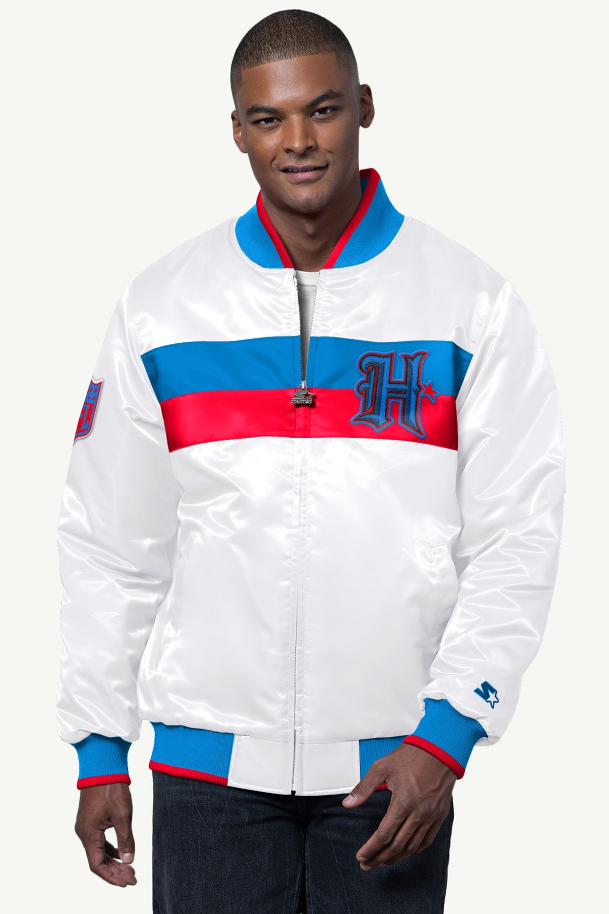 Starter Smart Buy / MENS HOUSTON TEXANS AMBASSADOR SATIN VARSITY JACKET
