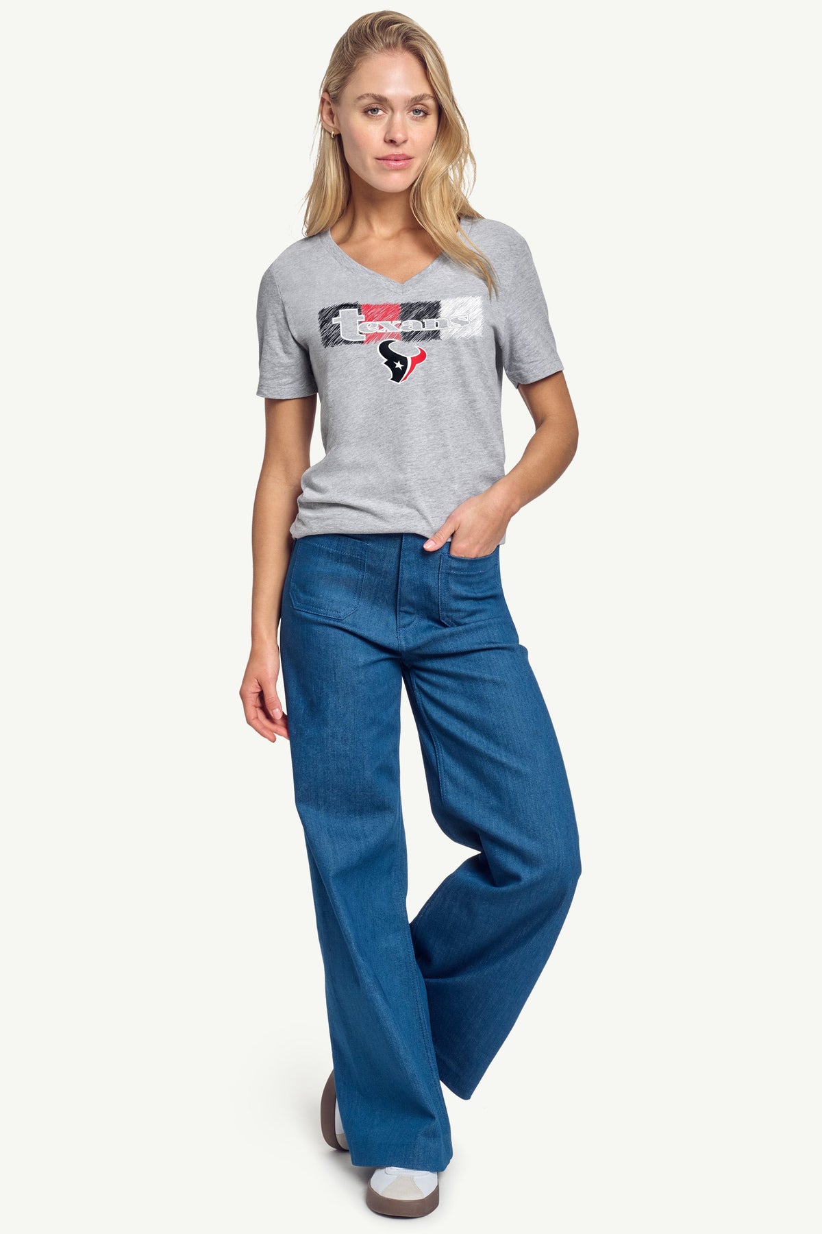 Starter Customer Favorite / WOMENS HOUSTON TEXANS COLOR SHADING V-NECK T SHIRT