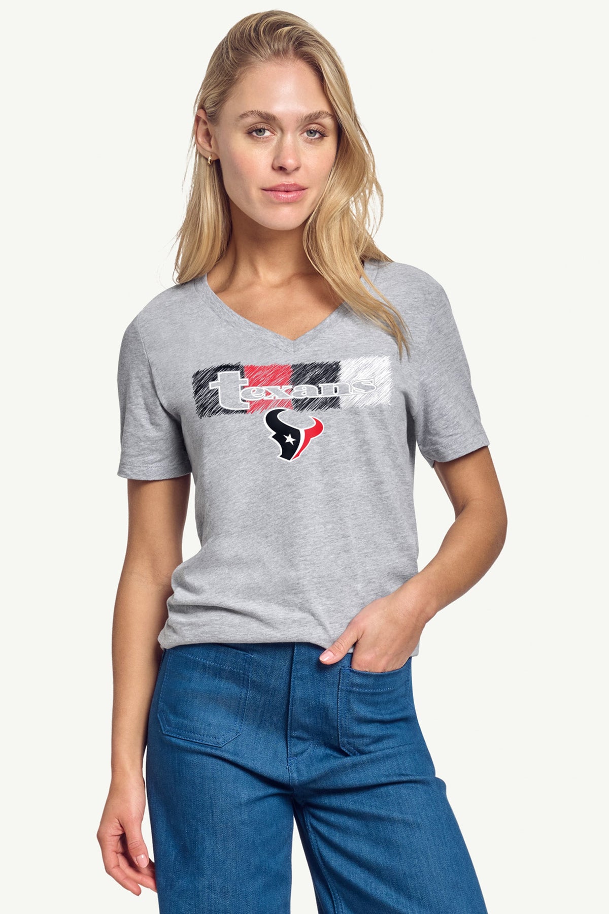 Starter Customer Favorite / WOMENS HOUSTON TEXANS COLOR SHADING V-NECK T SHIRT