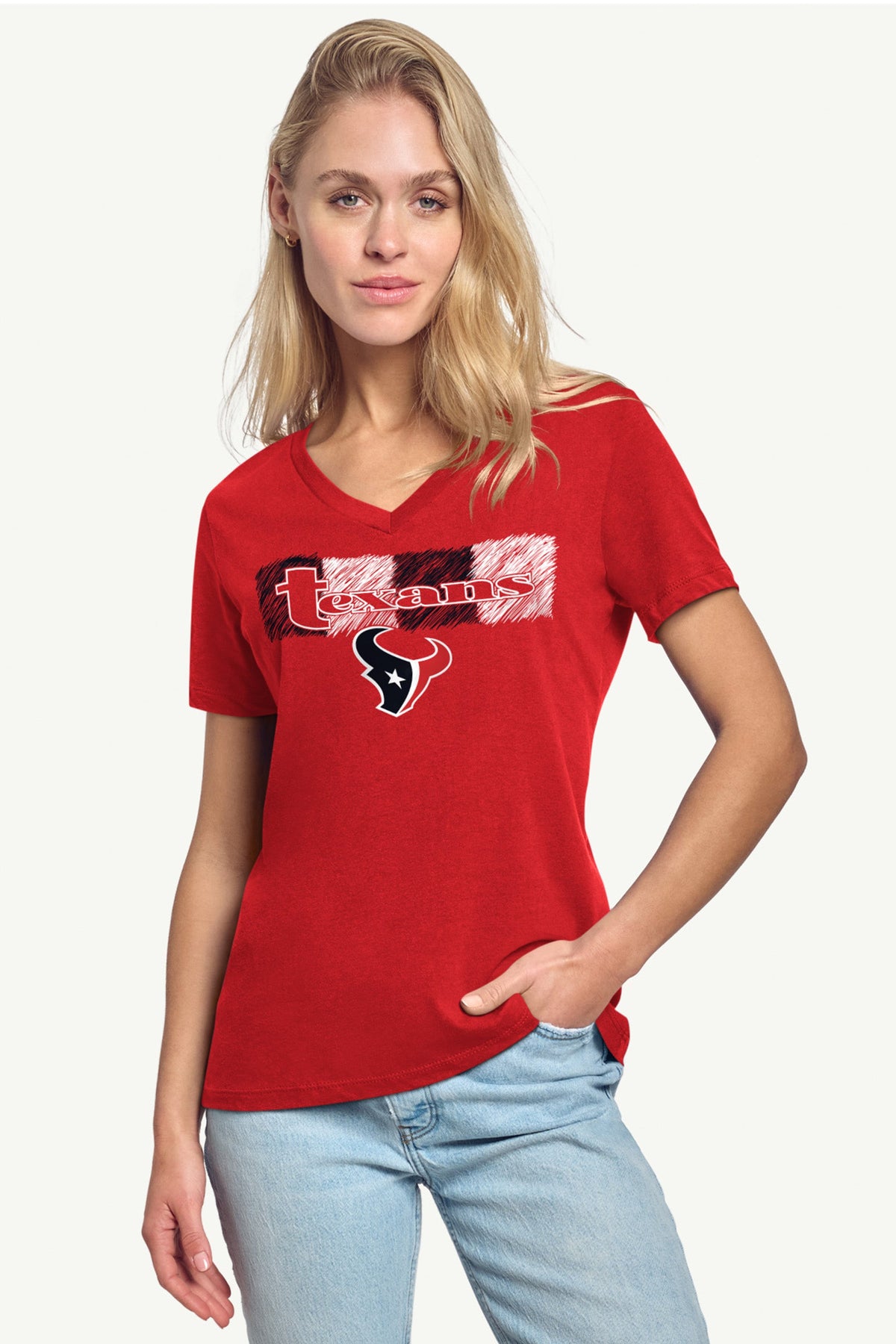 Starter Best Seller / WOMENS HOUSTON TEXANS COLOR SHADING V-NECK T SHIRT