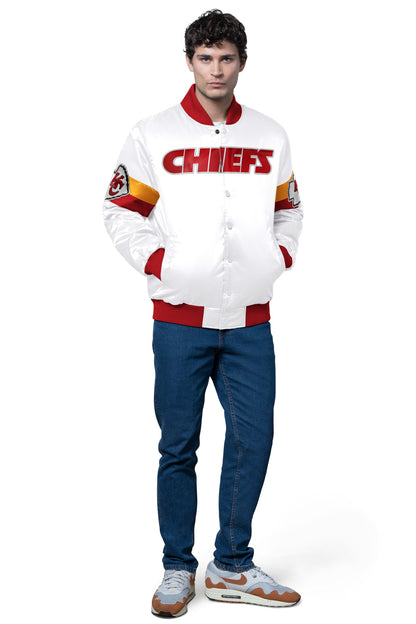 Starter Premium / MENS KANSAS CITY CHIEFS TRIPLE OPTION SATIN VARSITY JACKET