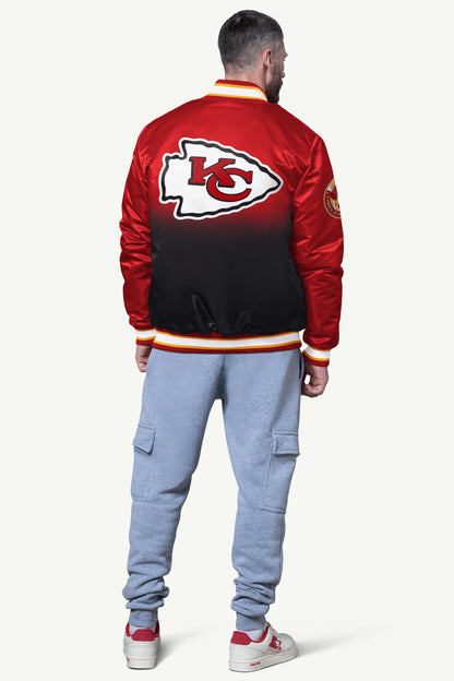 Starter Best Seller / MENS KANSAS CITY CHIEFS PASS RUSH SATIN VARSITY JACKET