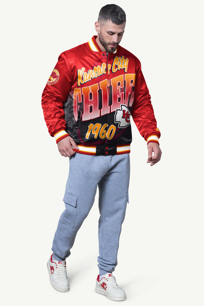 Starter Best Seller / MENS KANSAS CITY CHIEFS PASS RUSH SATIN VARSITY JACKET