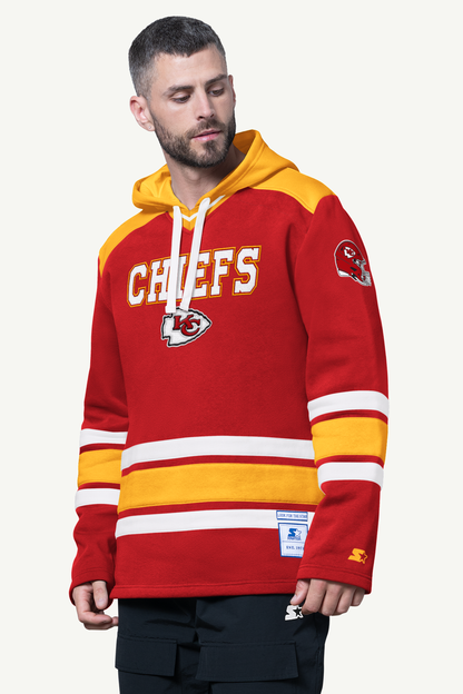 Starter Recommended / MENS KANSAS CITY CHIEFS SLAP SHOT HOODED HOCKEY PULLOVER