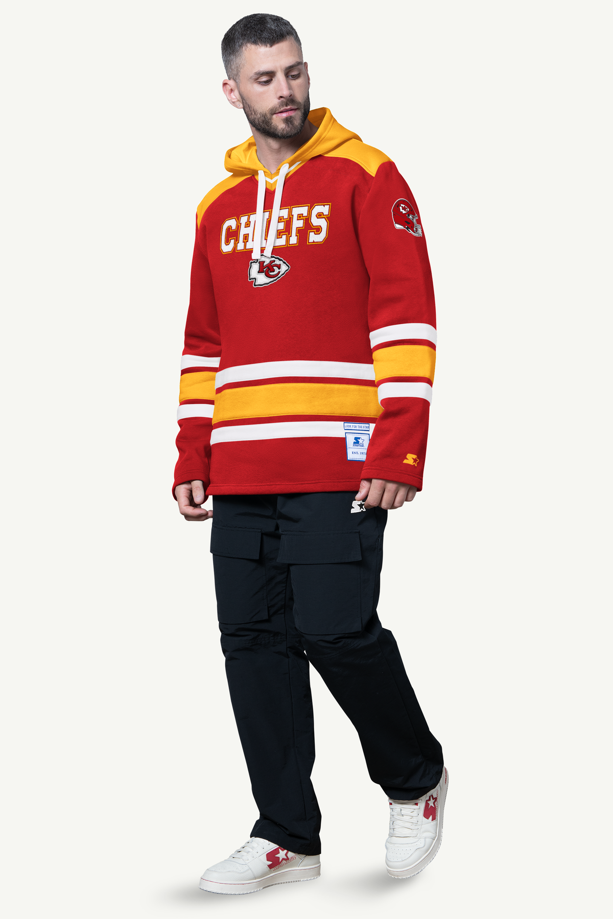 Starter Recommended / MENS KANSAS CITY CHIEFS SLAP SHOT HOODED HOCKEY PULLOVER