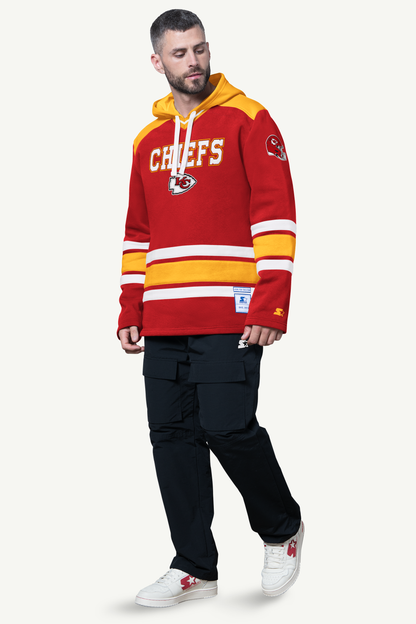 Starter Recommended / MENS KANSAS CITY CHIEFS SLAP SHOT HOODED HOCKEY PULLOVER