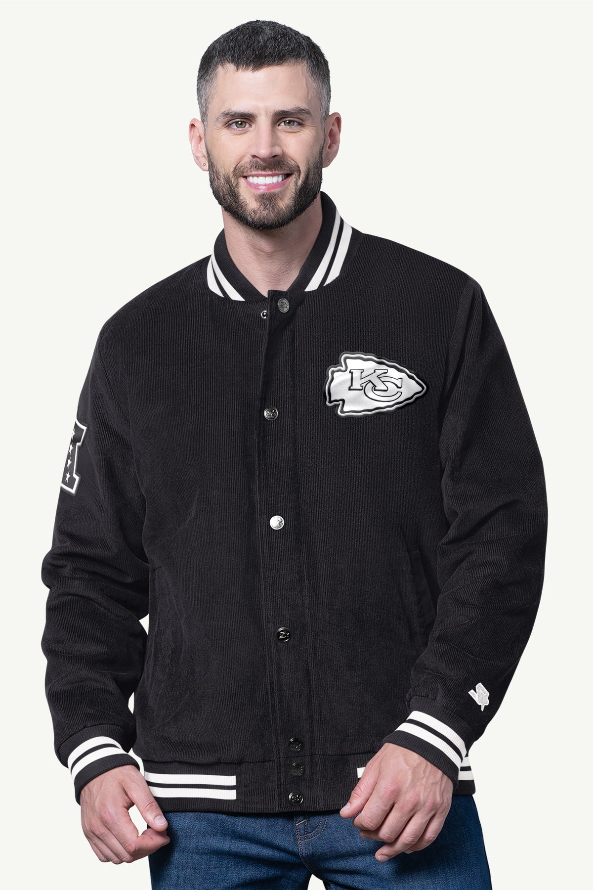 Starter Deals / MENS KANSAS CITY CHIEFS BLACKOUT CORDUROY VARSITY JACKET