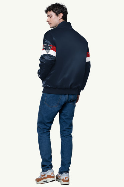 Starter New / MENS NEW ENGLAND PATRIOTS TRIPLE OPTION SATIN VARSITY JACKET