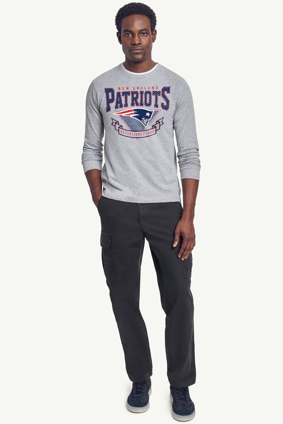 Starter Essential / MENS NEW ENGLAND PATRIOTS 80's INSPIRED LONG SLEEVE T SHIRT