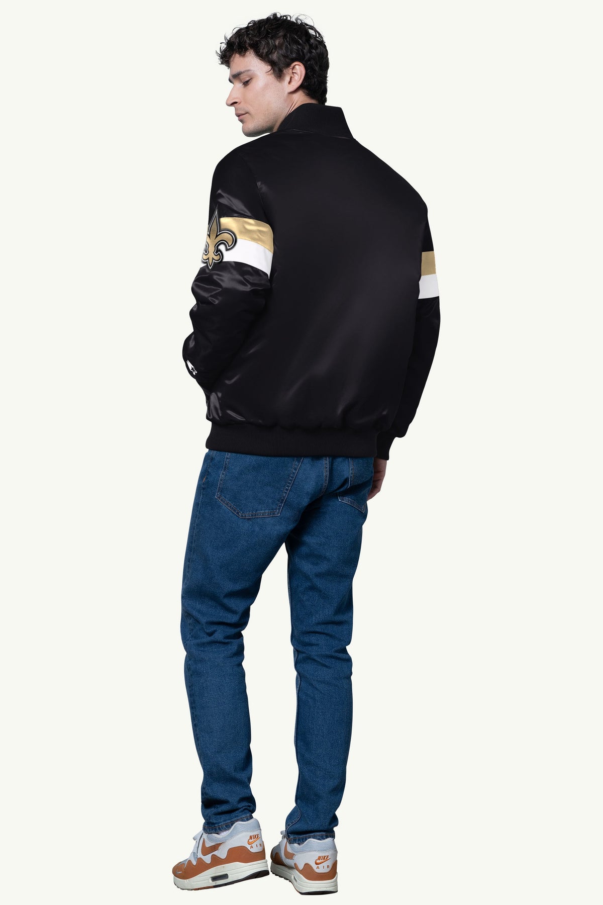 Starter Discount / MENS NEW ORLEANS SAINTS TRIPLE OPTION SATIN VARSITY JACKET