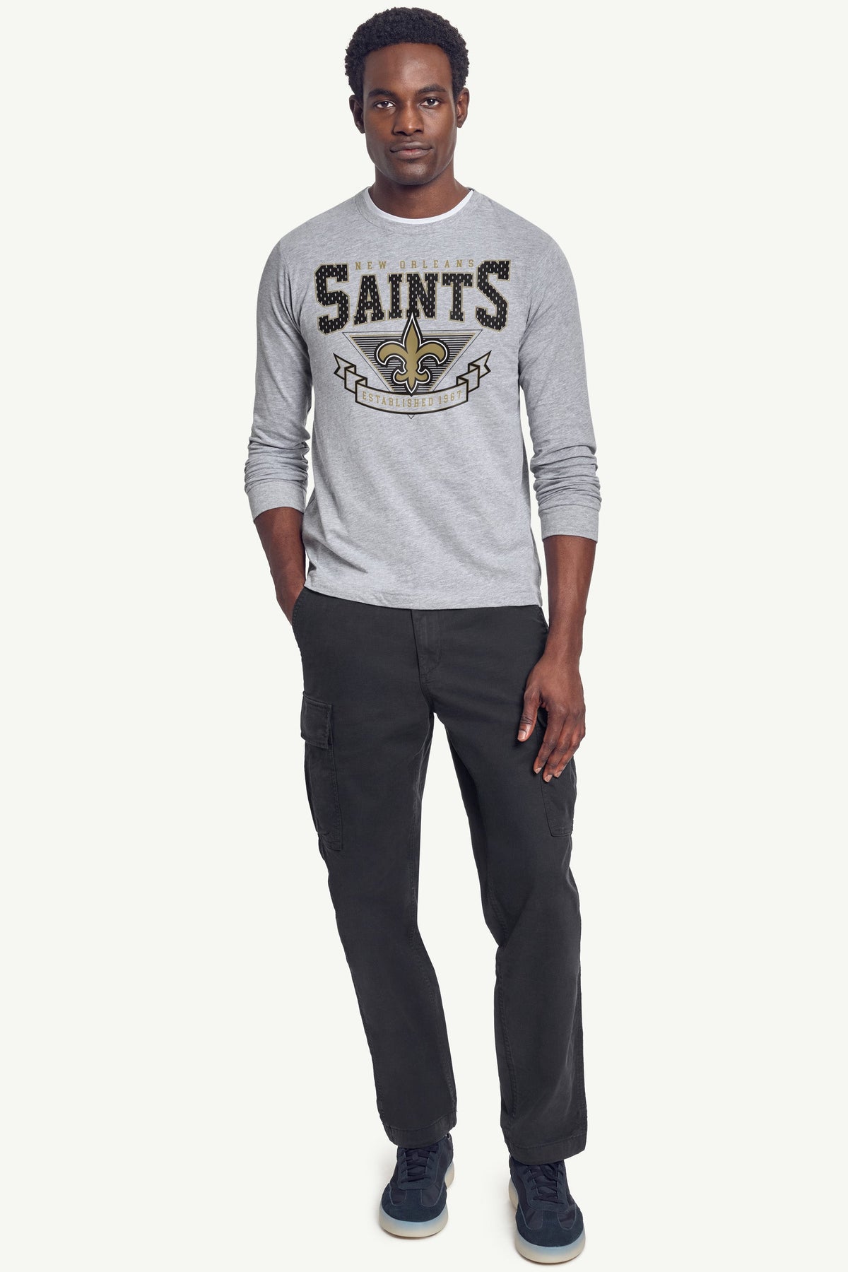 Starter Signature / MENS NEW ORLEANS SAINTS 80's INSPIRED LONG SLEEVE T SHIRT