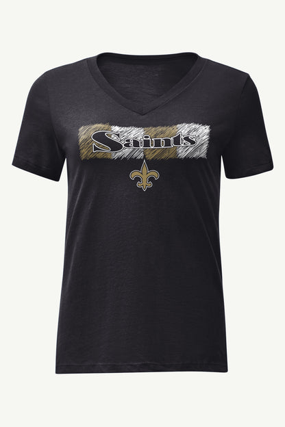 Starter Premium / WOMENS NEW ORLEANS SAINTS COLOR SHADING V-NECK T SHIRT