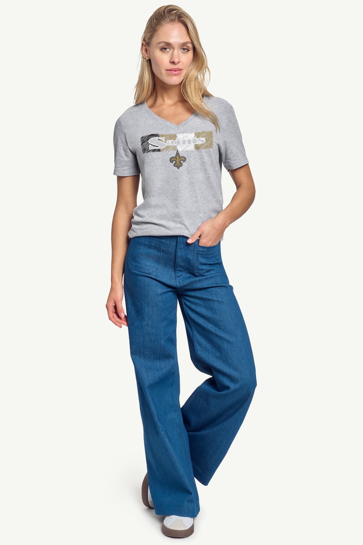 Starter Discount / WOMENS NEW ORLEANS SAINTS COLOR SHADING V-NECK T SHIRT