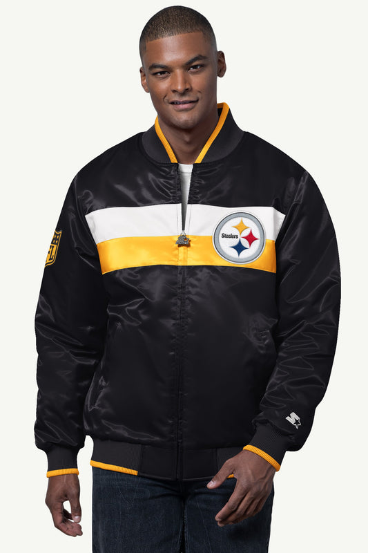 Starter New / MENS PITTSBURGH STEELERS AMBASSADOR SATIN VARSITY JACKET