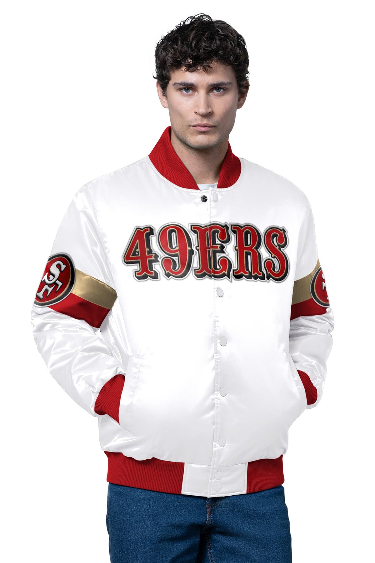 Starter Latest / MENS SAN FRANCISCO 49ERS TRIPLE OPTION SATIN VARSITY JACKET